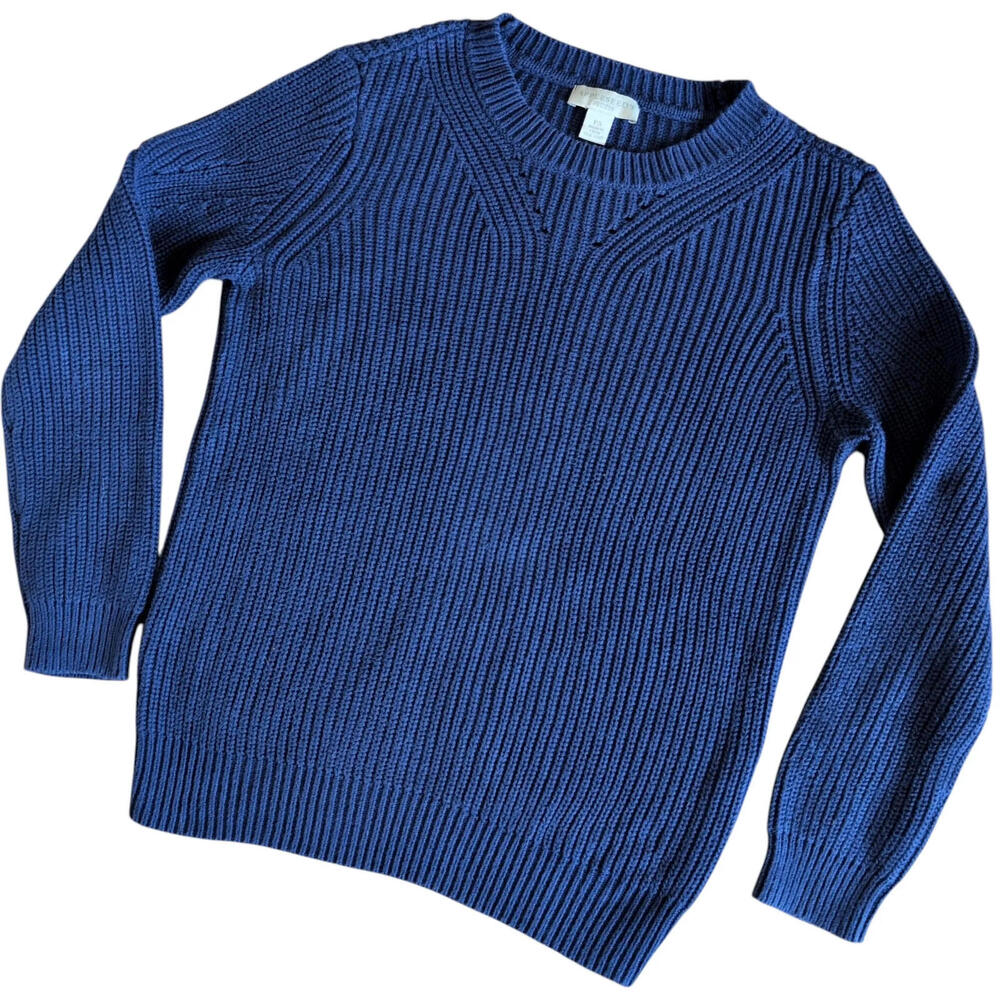 Appleseeds Petites‎ Sweater Womens PS Blue Rib Knit Crewneck Pullover Casual